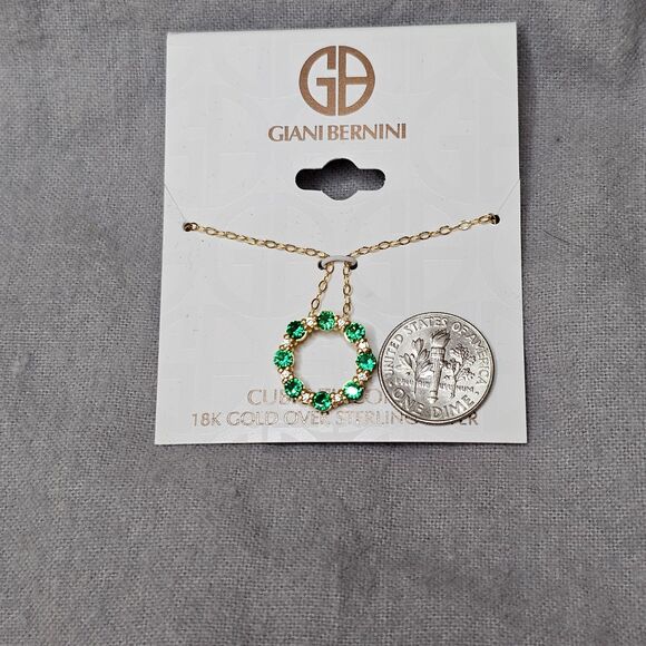 Giani Bernini Lab-Created Green Quartz & Cubic Zirconia 18k Gold-Plated Necklace - Picture 3 of 3